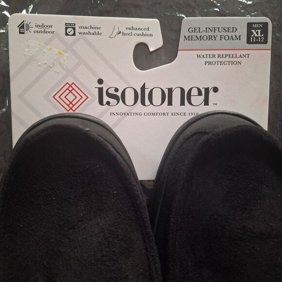 Isotoner Men's Black Loafers Gel Infused Memory Foam Indoor Outdoor XL 11 - 12 - Picture 2 of 10